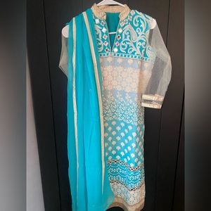 Indian blue and white suit